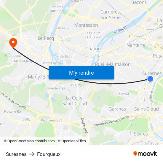 Suresnes to Fourqueux map