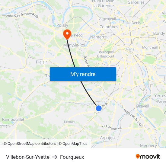 Villebon-Sur-Yvette to Fourqueux map