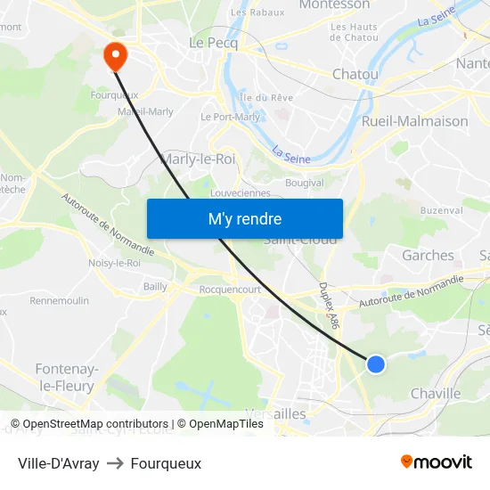 Ville-D'Avray to Fourqueux map