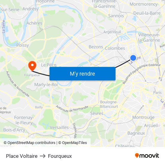 Place Voltaire to Fourqueux map