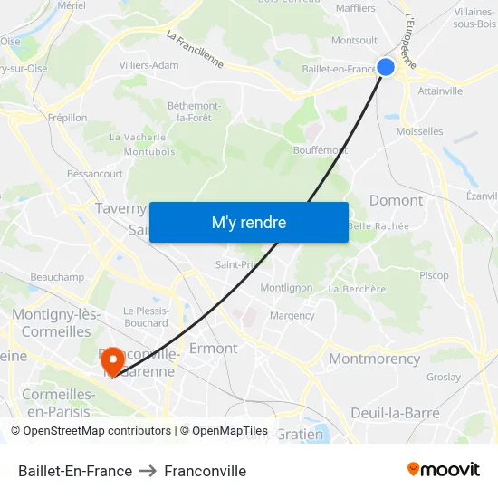 Baillet-En-France to Franconville map