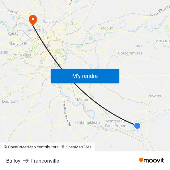 Balloy to Franconville map