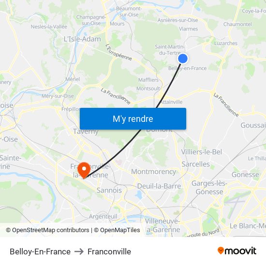 Belloy-En-France to Franconville map