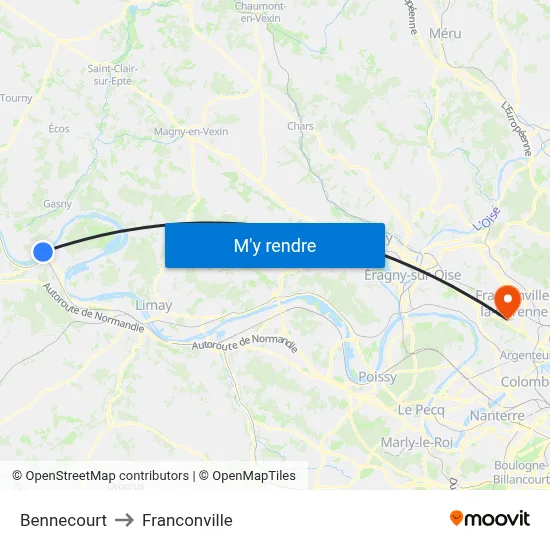 Bennecourt to Franconville map