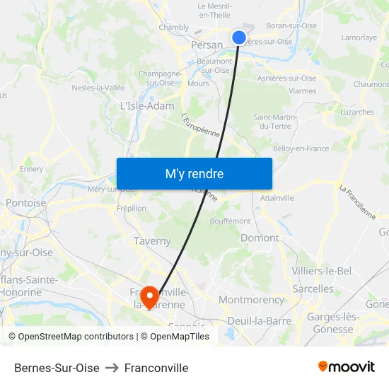 Bernes-Sur-Oise to Franconville map