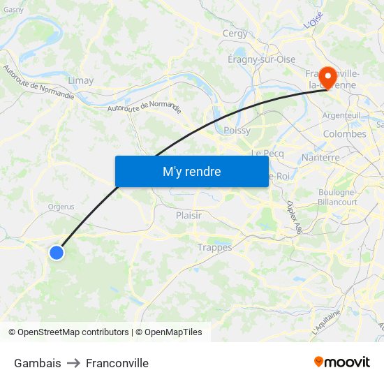 Gambais to Franconville map