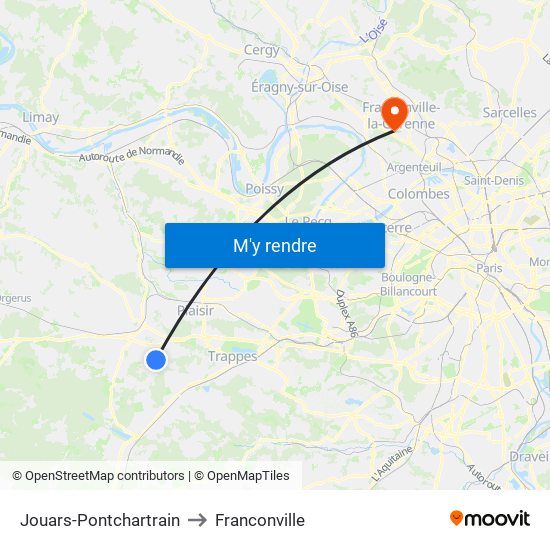 Jouars-Pontchartrain to Franconville map