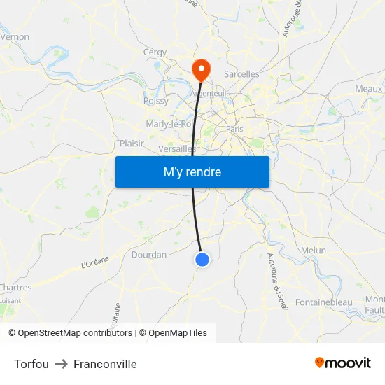 Torfou to Franconville map