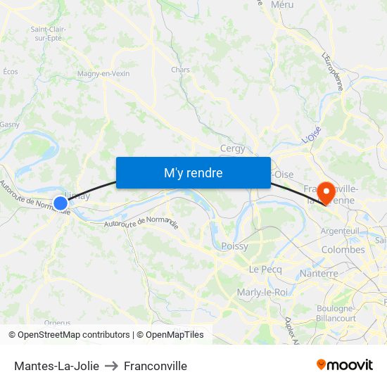 Mantes-La-Jolie to Franconville map
