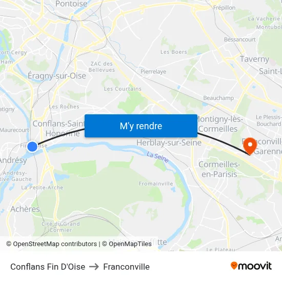 Conflans Fin D'Oise to Franconville map