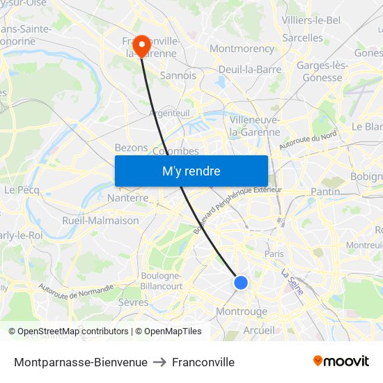 Montparnasse-Bienvenue to Franconville map