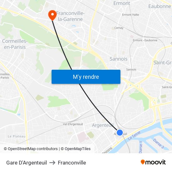Gare D'Argenteuil to Franconville map