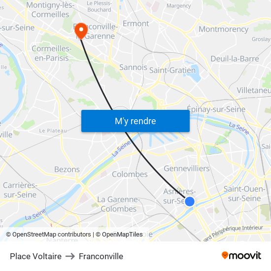 Place Voltaire to Franconville map