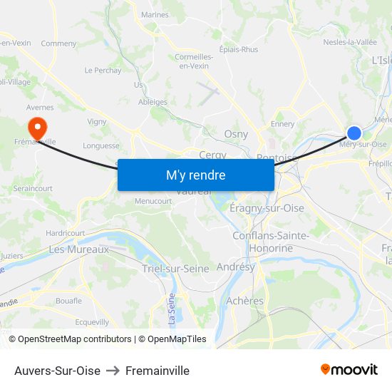 Auvers-Sur-Oise to Fremainville map