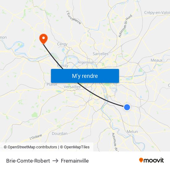 Brie-Comte-Robert to Fremainville map