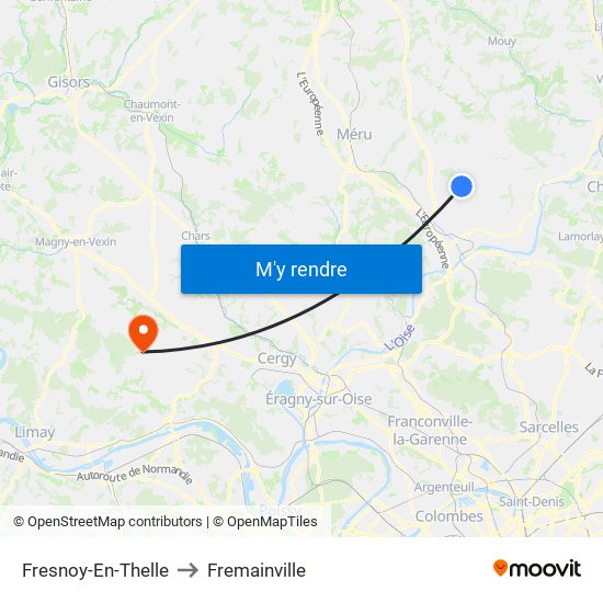 Fresnoy-En-Thelle to Fremainville map