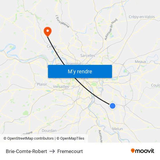 Brie-Comte-Robert to Fremecourt map