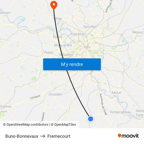 Buno-Bonnevaux to Fremecourt map