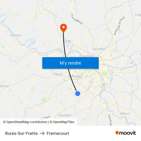 Bures-Sur-Yvette to Fremecourt map