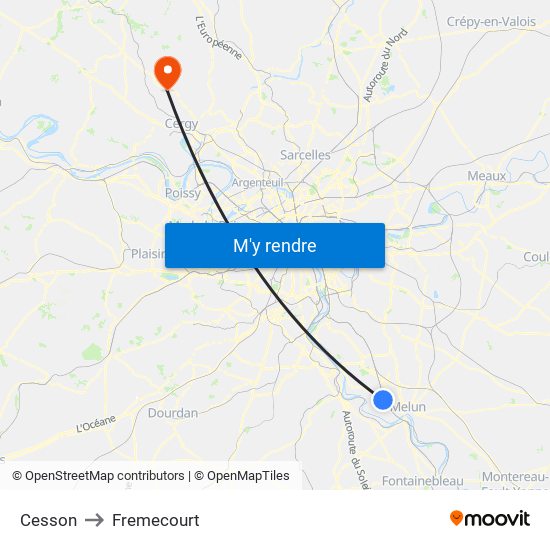 Cesson to Fremecourt map