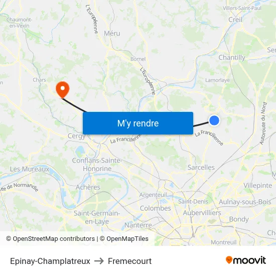 Epinay-Champlatreux to Fremecourt map