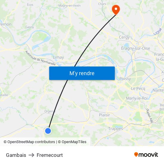 Gambais to Fremecourt map