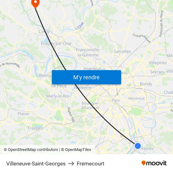 Villeneuve-Saint-Georges to Fremecourt map