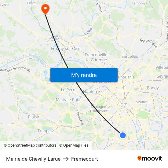 Mairie de Chevilly-Larue to Fremecourt map