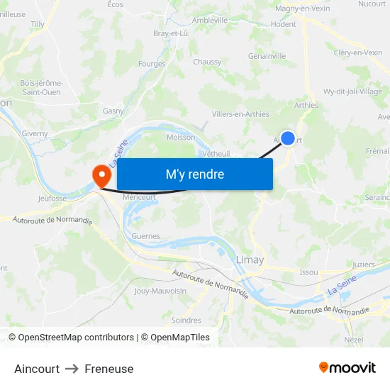 Aincourt to Freneuse map