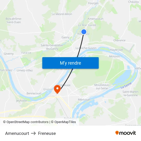 Amenucourt to Freneuse map
