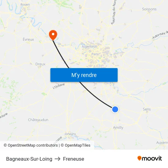 Bagneaux-Sur-Loing to Freneuse map