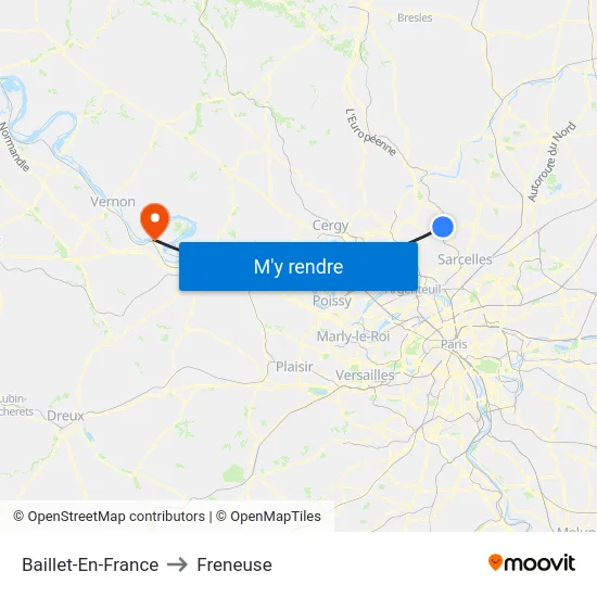 Baillet-En-France to Freneuse map