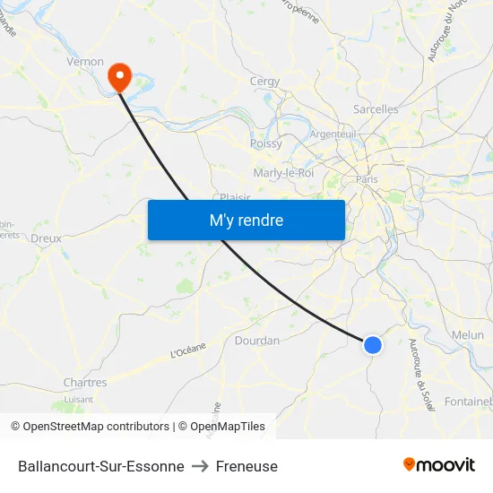 Ballancourt-Sur-Essonne to Freneuse map