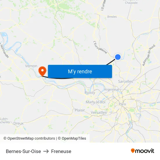 Bernes-Sur-Oise to Freneuse map