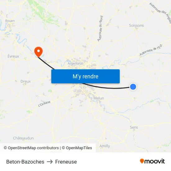 Beton-Bazoches to Freneuse map