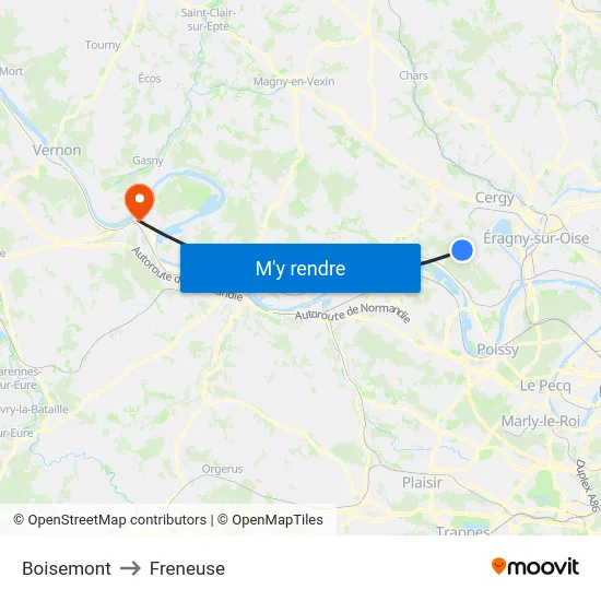 Boisemont to Freneuse map