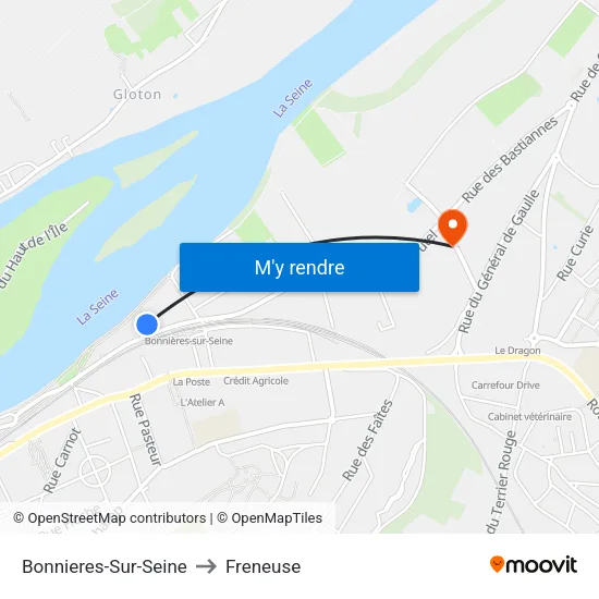 Bonnieres-Sur-Seine to Freneuse map