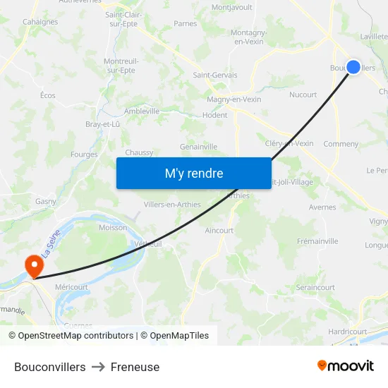 Bouconvillers to Freneuse map