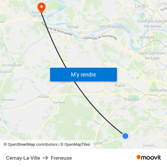 Cernay-La-Ville to Freneuse map