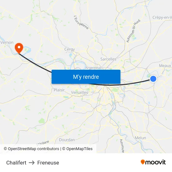 Chalifert to Freneuse map