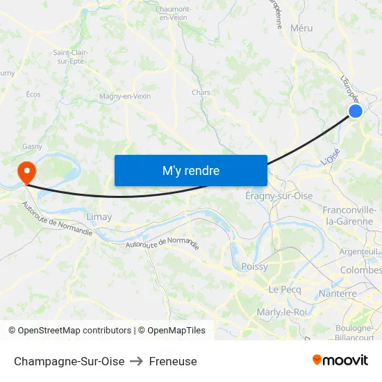 Champagne-Sur-Oise to Freneuse map