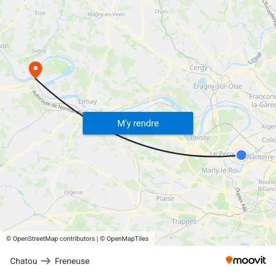 Chatou to Freneuse map