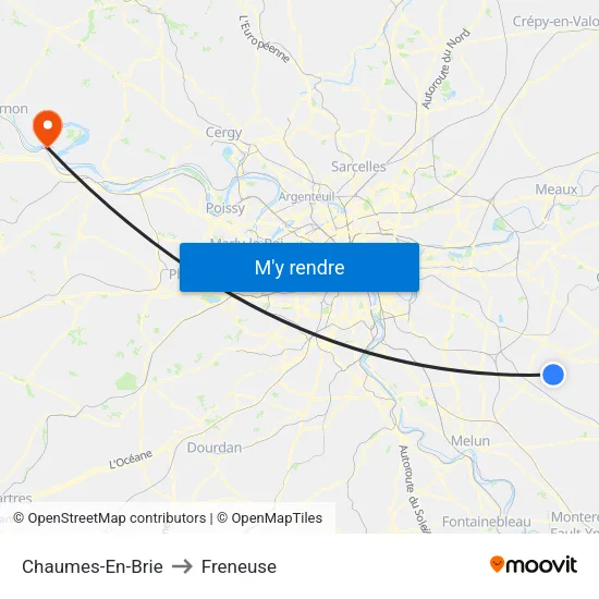Chaumes-En-Brie to Freneuse map