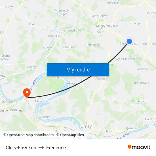 Clery-En-Vexin to Freneuse map