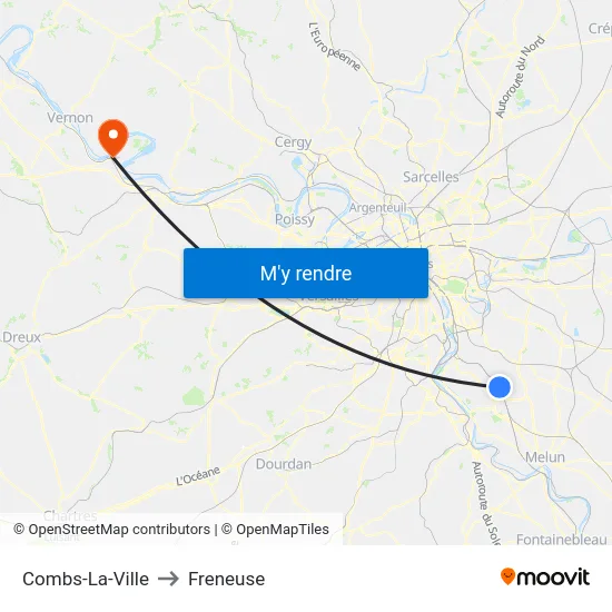 Combs-La-Ville to Freneuse map