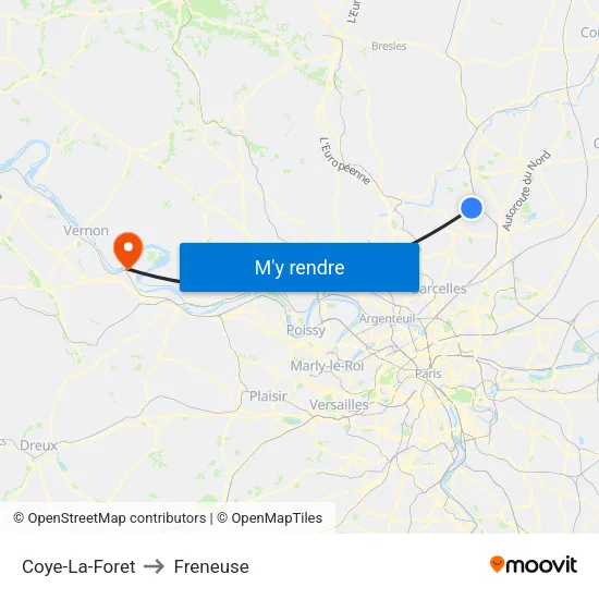 Coye-La-Foret to Freneuse map
