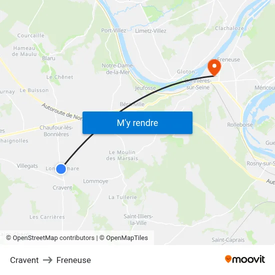 Cravent to Freneuse map