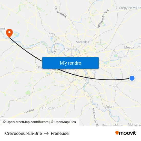 Crevecoeur-En-Brie to Freneuse map