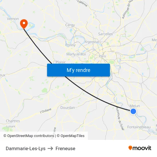 Dammarie-Les-Lys to Freneuse map