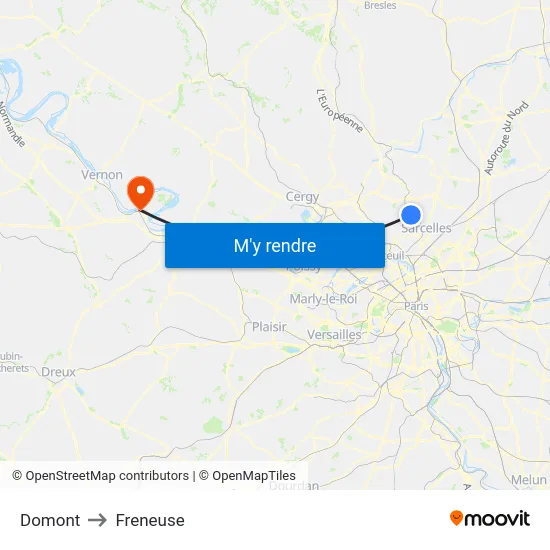 Domont to Freneuse map